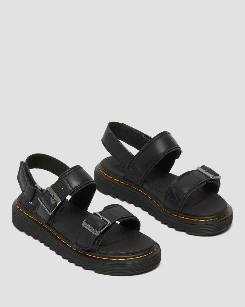 Kids' Dr Martens Junior Kyle Leather Sandals Black | AU 721ZUT